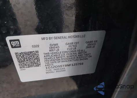 2022 Chevrolet Malibu Fwd Lt from USA, damaged, VIN 1G1ZD5ST8NF123798